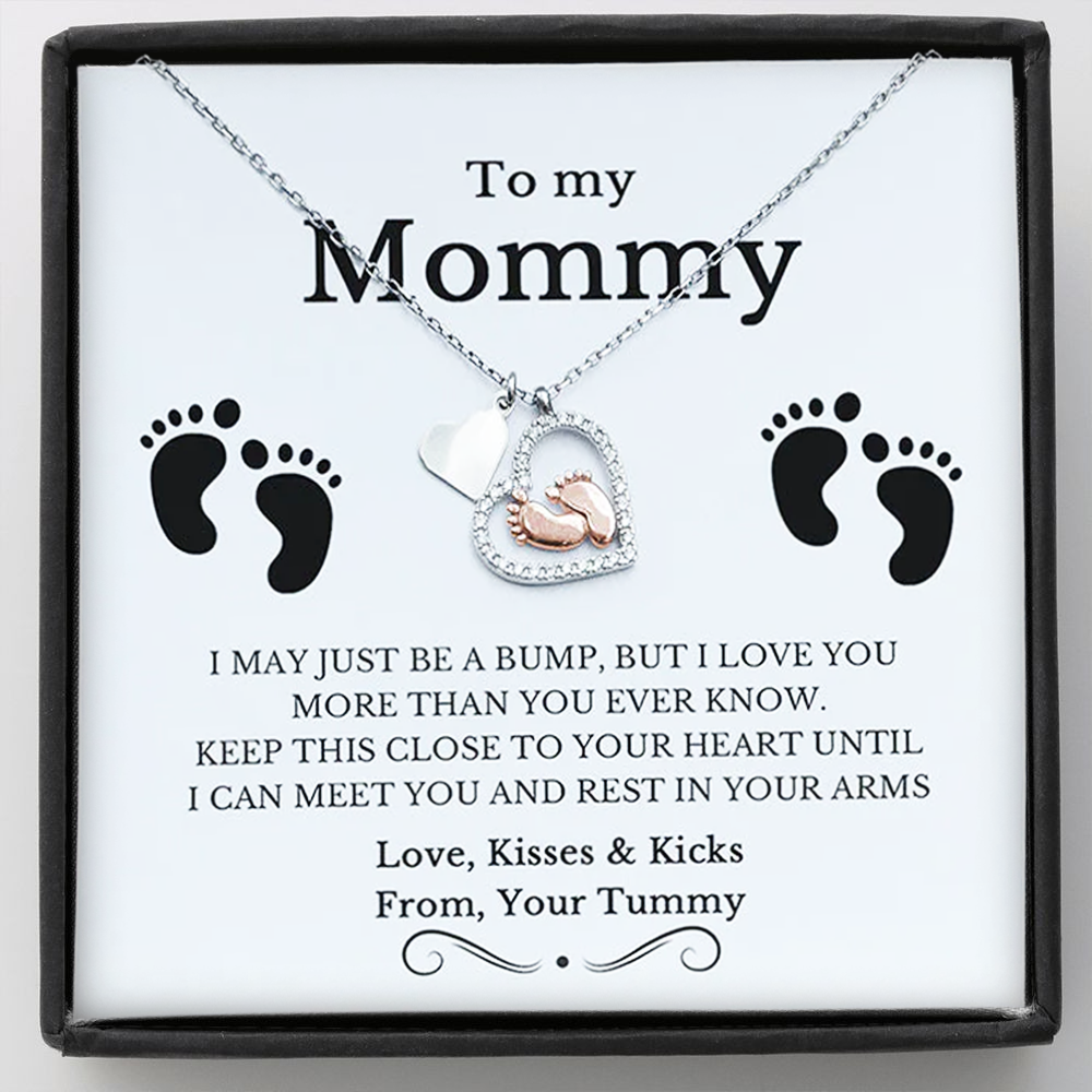 Baby Feet Heart Pure Silver Necklace Gift Set